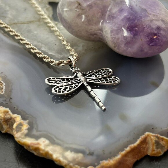 Sterling Silver Fashion Dragonfly Pendant - Picture 3 of 10